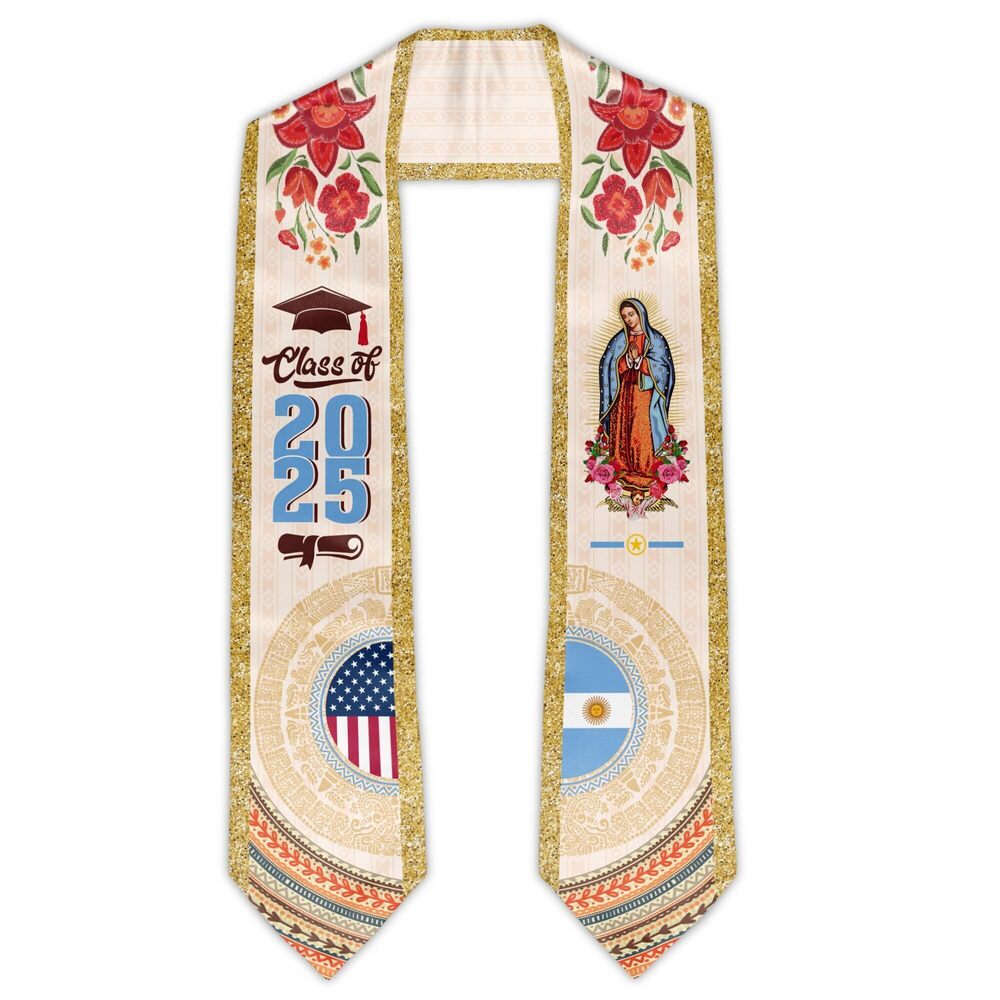 7254 Argentina Graduation Stole, Argentine American Flag Graduation Sash